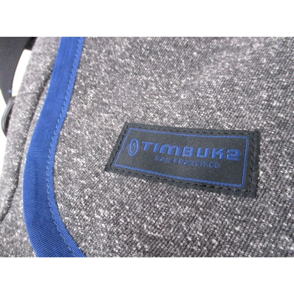 Timbuk2 Classic Messenger Bag Heather Gray Blue Trim Laptop Crossbody Shoulder
